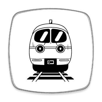 Cartoon Railroad - Square fridge magnet - white - Front