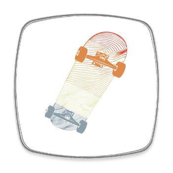 Vintage Skateboard Line Art - Viereckiger Kühlschrankmagnet - Weiß - Vorne