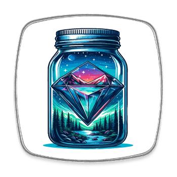 Diamond Nature Landscape in Mason Jar - Square fridge magnet - white - Front