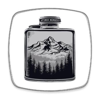 Nature Landscape Outdoor Mountain Landscape Hip Flask - Square fridge magnet - white - Front