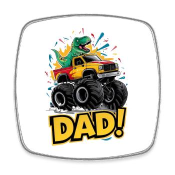 Dino Monster Truck Conception Enfant - Magnet carré - blanc - Devant