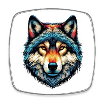 Wolf - Square fridge magnet - white - Front