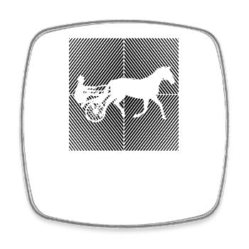 Cheval de trot, courses de trot, sports équestres, chevaux - Magnet carré - blanc - Devant