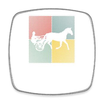 Cheval de trot, courses de trot, sports équestres, chevaux - Magnet carré - blanc - Devant