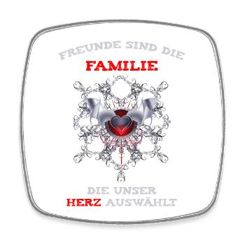 Herz und Fledermaus Familienmotiv - Viereckiger Kühlschrankmagnet - Weiß - Vorne