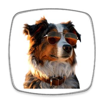 Australian Shepherd Dog Lover Cute Aussie - Square fridge magnet - white - Front