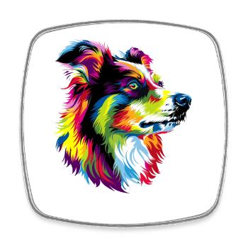 Australian Shepherd Bright Colors Pop Art Aussie - Square fridge magnet - white - Front