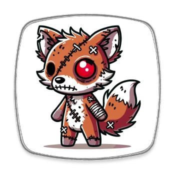 Creepy zombie fox for Halloween fun - Square fridge magnet - white - Front