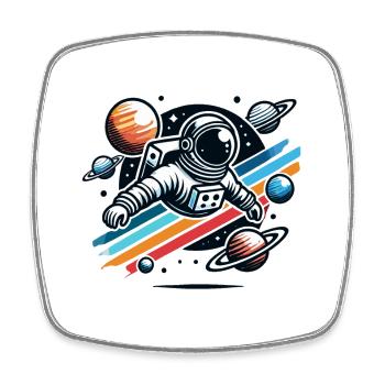 Rétro astronaute aventure spatiale planète - Magnet carré - blanc - Devant