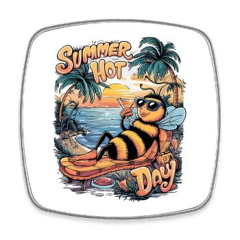 Summer Bee Relaxation Day - Square fridge magnet - white - Front