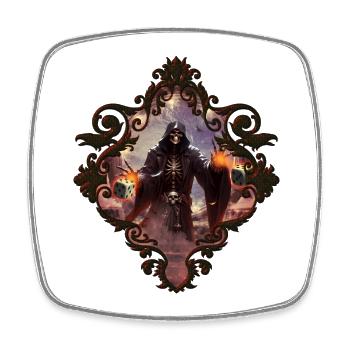 Fascinating and mystical setting of a skeleton - Square fridge magnet - white - Front