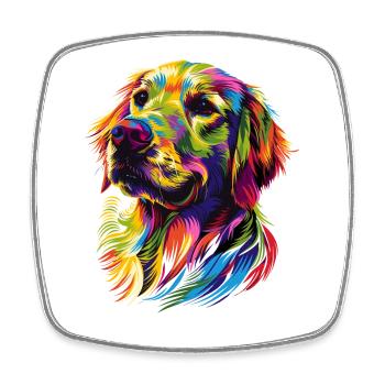 Golden Retriever Chien Couleurs Colorées Pop Art Chiens - Magnet carré - blanc - Devant