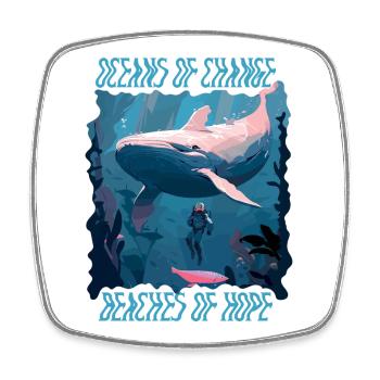 Bathing beach & sea plastic-free against pollution - Square fridge magnet - white - Front