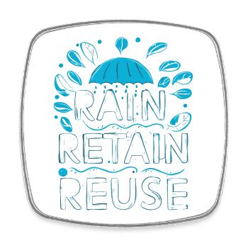 Rain Keep Reuse - Square fridge magnet - white - Front