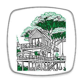 Cabane dans les arbres - Magnet carré - blanc - Devant