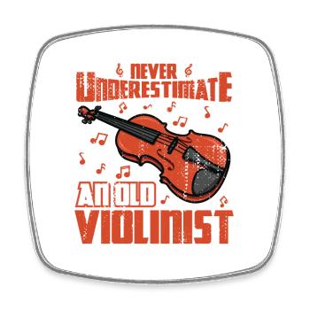 Ne sous-estimez jamais un vieux violoniste - Magnet carré - blanc - Devant