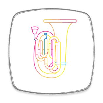 Tuba Zeichnung Retro - Viereckiger Kühlschrankmagnet - Weiß - Vorne