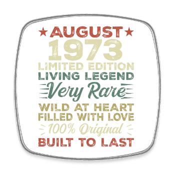 August 1973 - Gift idea for August 1973 - 1973 - Square fridge magnet - white - Front