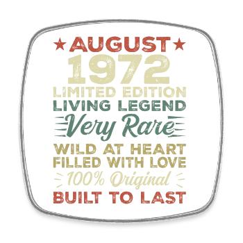 August 1972 - Gift idea for August 1972 - 1972 - Square fridge magnet - white - Front