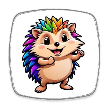 Kinder süßer Cartoon Igel - Viereckiger Kühlschrankmagnet - Weiß - Vorne