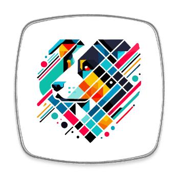 Coloré abstrait Appenzell bovin chien visage art - Magnet carré - blanc - Devant