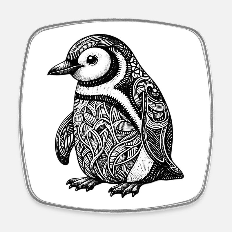 Pinguin - Viereckiger Kühlschrankmagnet - Weiß