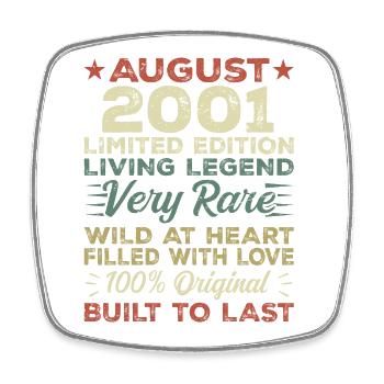 August 2001 - Gift idea for August 2001 - 2001 - Square fridge magnet - white - Front