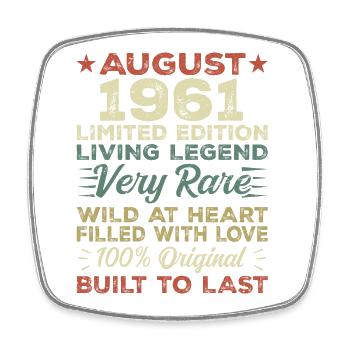 August 1961 - Gift idea for August 1961 - 1961 - Square fridge magnet - white - Front