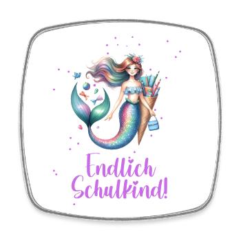 Einschulung Schulanfang Meerjungfrau Schultüte - Viereckiger Kühlschrankmagnet - Weiß - Vorne