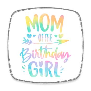Maman de la fille d’anniversaire Tie Dye Colorée Maman d’anniversaire - Magnet carré - blanc - Devant