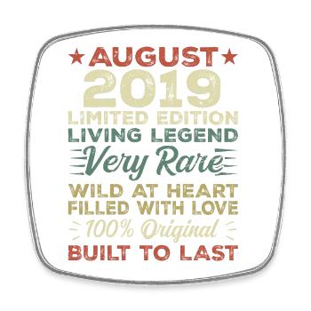 August 2019 - Gift idea for August 2019 - 2019 - Square fridge magnet - white - Front