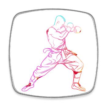 Oldschool Kickboxer - Viereckiger Kühlschrankmagnet - Weiß - Vorne