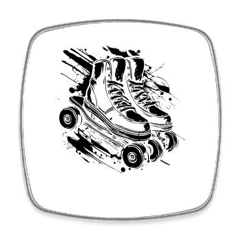 Rollschuhe Streetart - Viereckiger Kühlschrankmagnet - Weiß - Vorne
