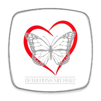 Schmetterling mit Herz - Viereckiger Kühlschrankmagnet - Weiß - Vorne