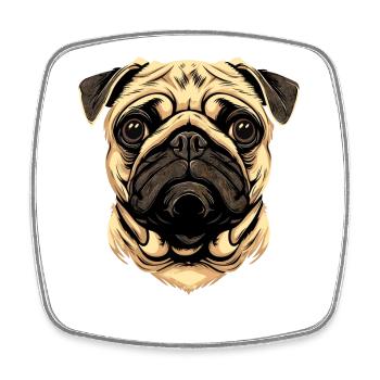 Mops Beige Hunde Liebe Carlin Kleiner Süßer Mops - Viereckiger Kühlschrankmagnet - Weiß - Vorne