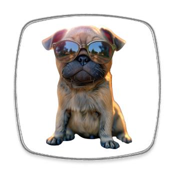 Mops Beige Hunde Liebe Carlin Kleiner Süßer Mops - Viereckiger Kühlschrankmagnet - Weiß - Vorne