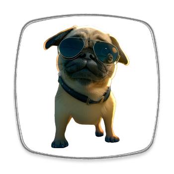 Mops Beige Hunde Liebe Carlin Kleiner Süßer Mops - Viereckiger Kühlschrankmagnet - Weiß - Vorne