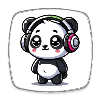 niedliches Panda Kopfhörer Motiv - Viereckiger Kühlschrankmagnet - Weiß - Vorne