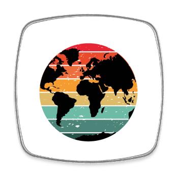 Colorful Retro World Map Design - Square fridge magnet - white - Front