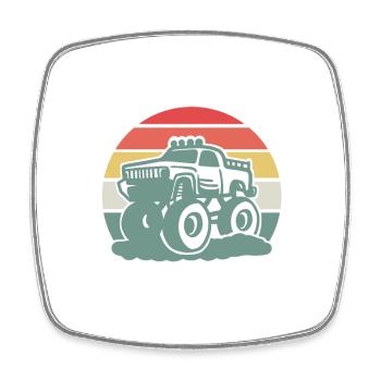 Monster Truck - Viereckiger Kühlschrankmagnet - Weiß - Vorne