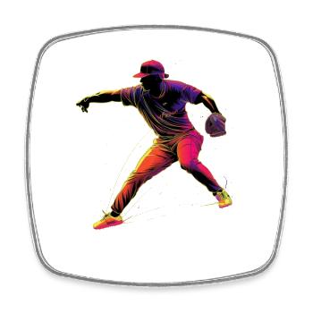 Baseballer Retrowave - Viereckiger Kühlschrankmagnet - Weiß - Vorne
