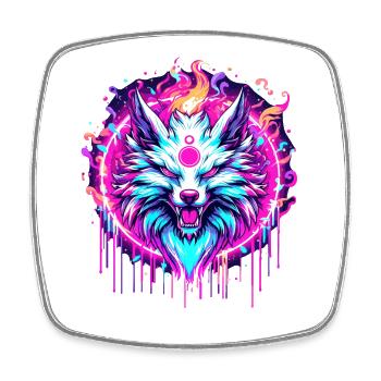 Psychedelischer Fuchs - Viereckiger Kühlschrankmagnet - Weiß - Vorne