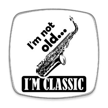 klassische Musik Sprüche lustig Saxophon Sax Logo - Viereckiger Kühlschrankmagnet - Weiß - Vorne