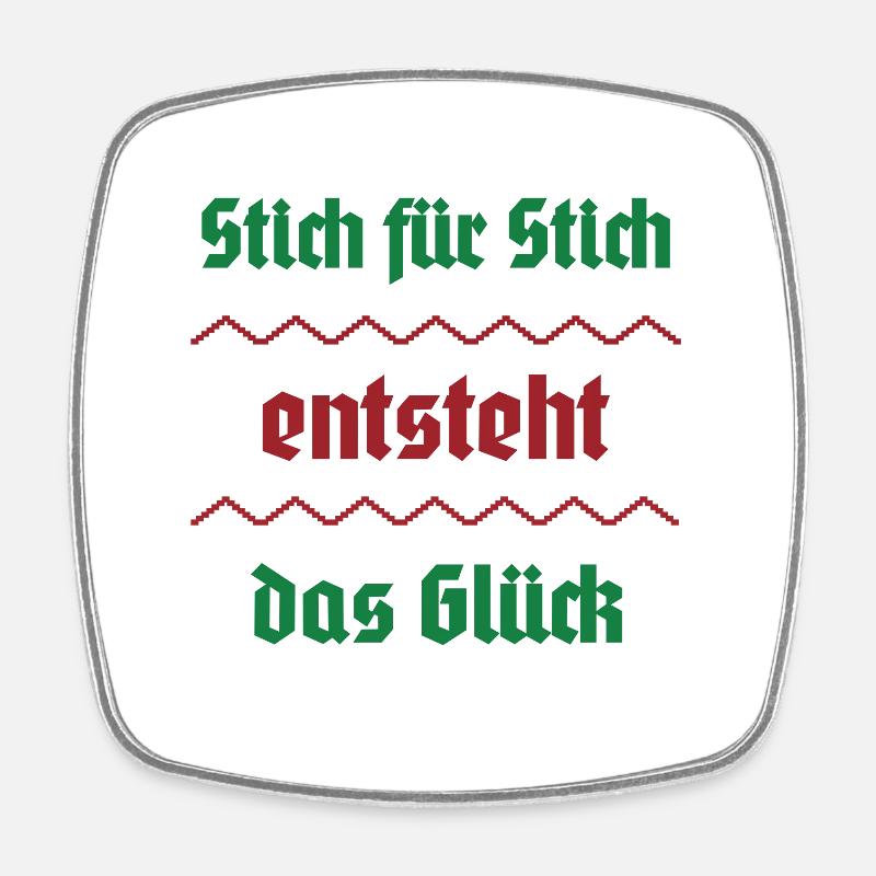 Stitch by stitch, happiness arises - Square fridge magnet - white
