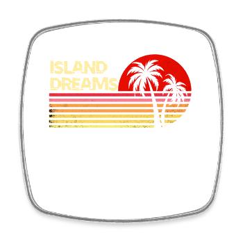 Inselträume Vintage Sonnenuntergang Palmen Retro T-Shirt - Viereckiger Kühlschrankmagnet - Weiß - Vorne