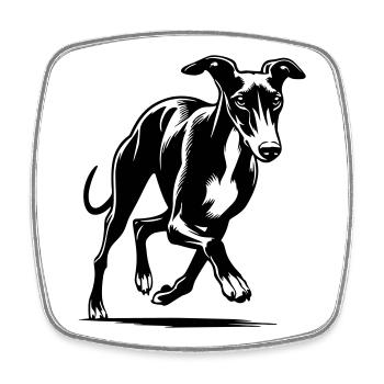 Whippet - Magnet carré - blanc - Devant