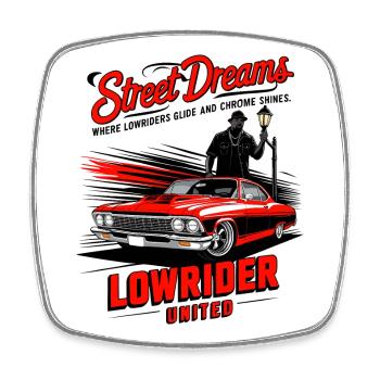 Lowrider Auto - Viereckiger Kühlschrankmagnet - Weiß - Vorne