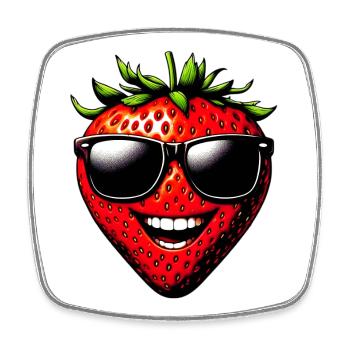 Fraise avec lunettes de soleil - Magnet carré - blanc - Devant