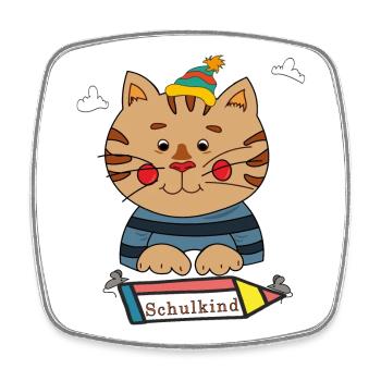 Schoolchild Cat - Square fridge magnet - white - Front