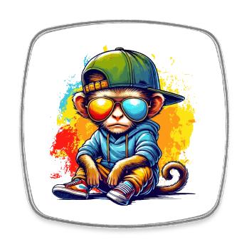 Cooler Hip Hop Affe mit Sonnenbrille Graffiti Style - Viereckiger Kühlschrankmagnet - Weiß - Vorne